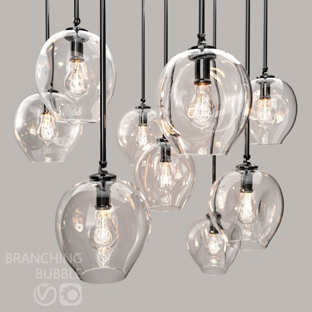 branching bubble 1 lamp by lindsey adelman clear-black Modelo 3D .c4d .max .obj .3ds .fbx .stl .blend 