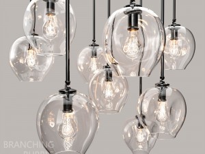 branching bubble 1 lamp by lindsey adelman clear-black 3D Model