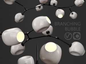 branching bubble 8 lamps by lindsey adelman milk-black Model 3D