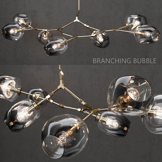 branching bubble 7 lamp by lindsey adelman dark-gold 3D Model .c4d .max .obj .3ds .fbx .stl .blend 