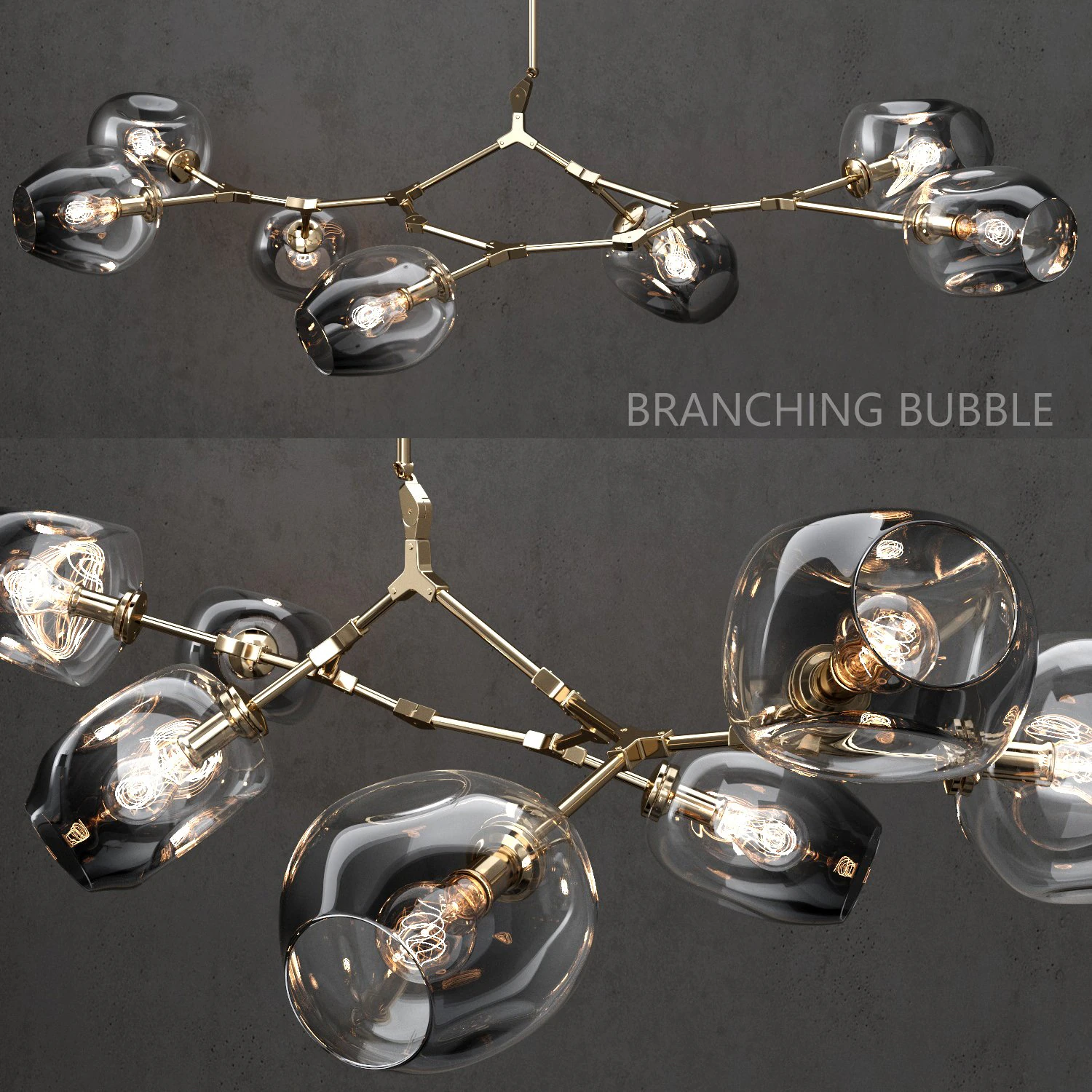 branching bubble 7 lamp by lindsey adelman dark-gold 3D Model .c4d .max .obj .3ds .fbx .stl .blend 