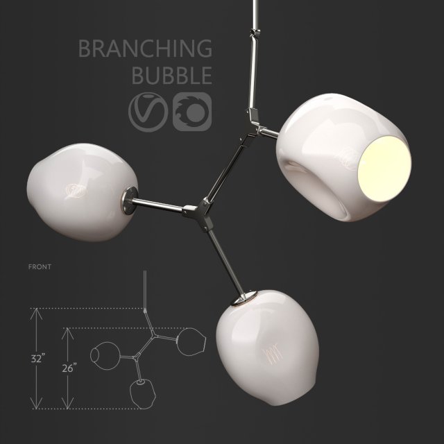 branching bubble 3 lamps by lindsey adelman milk silver 3D Model .c4d .max .obj .3ds .fbx .stl .blend 