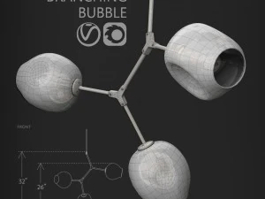 branching bubble 3 lamps by lindsey adelman milk silver 3D Model