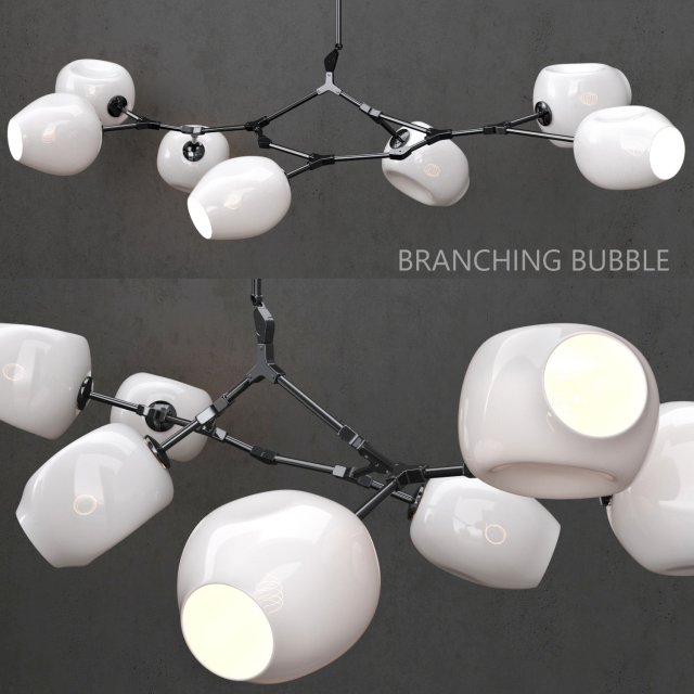 branching bubble 7 lamp by lindsey adelman white-black 3D 모델 .c4d .max .obj .3ds .fbx .stl .blend 