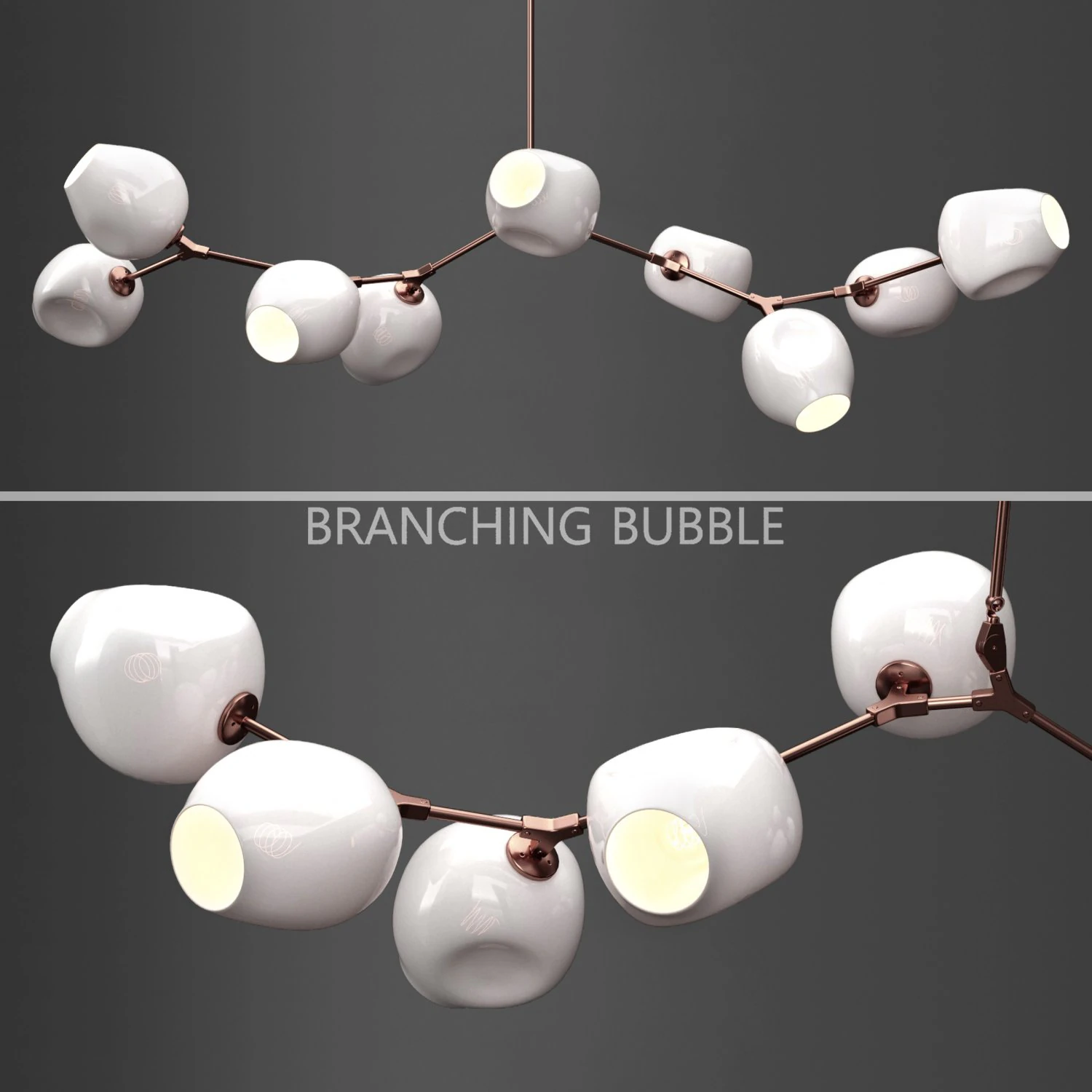 branching bubble 9 lamps by lindsey adelman milk copper 3D Model .c4d .max .obj .3ds .fbx .stl .blend 