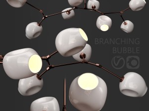 branching bubble 8 lamps by lindsey adelman milk-copper Model 3D