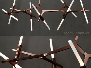 agnes chandelier 14 lights copper 3D Model