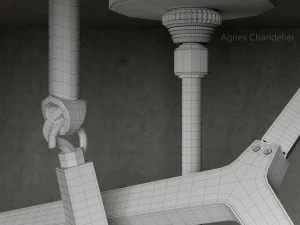 agnes chandelier 14 lights copper 3D Model