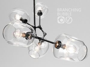 branching bubble 5 lamps by lindsey adelman clear black Modelo 3D