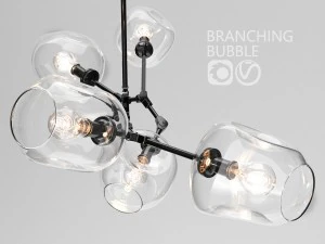 branching bubble 5 lamps by lindsey adelman clear black 3D Model