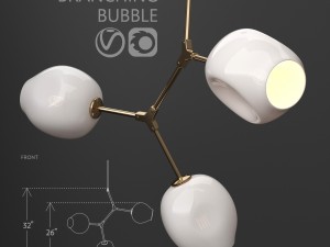 branching bubble 3 lamps by lindsey adelman milk gold Model 3D