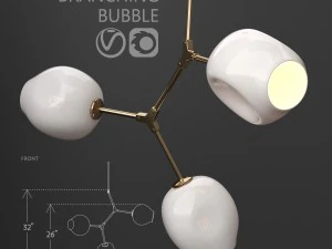Lampy rozgałęziające się bańka 3 marki Lindsey Adelman mleczne złoto Model 3D