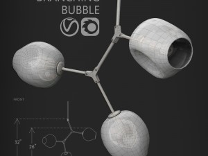 branching bubble 3 lamps by lindsey adelman milk gold 3D Модель