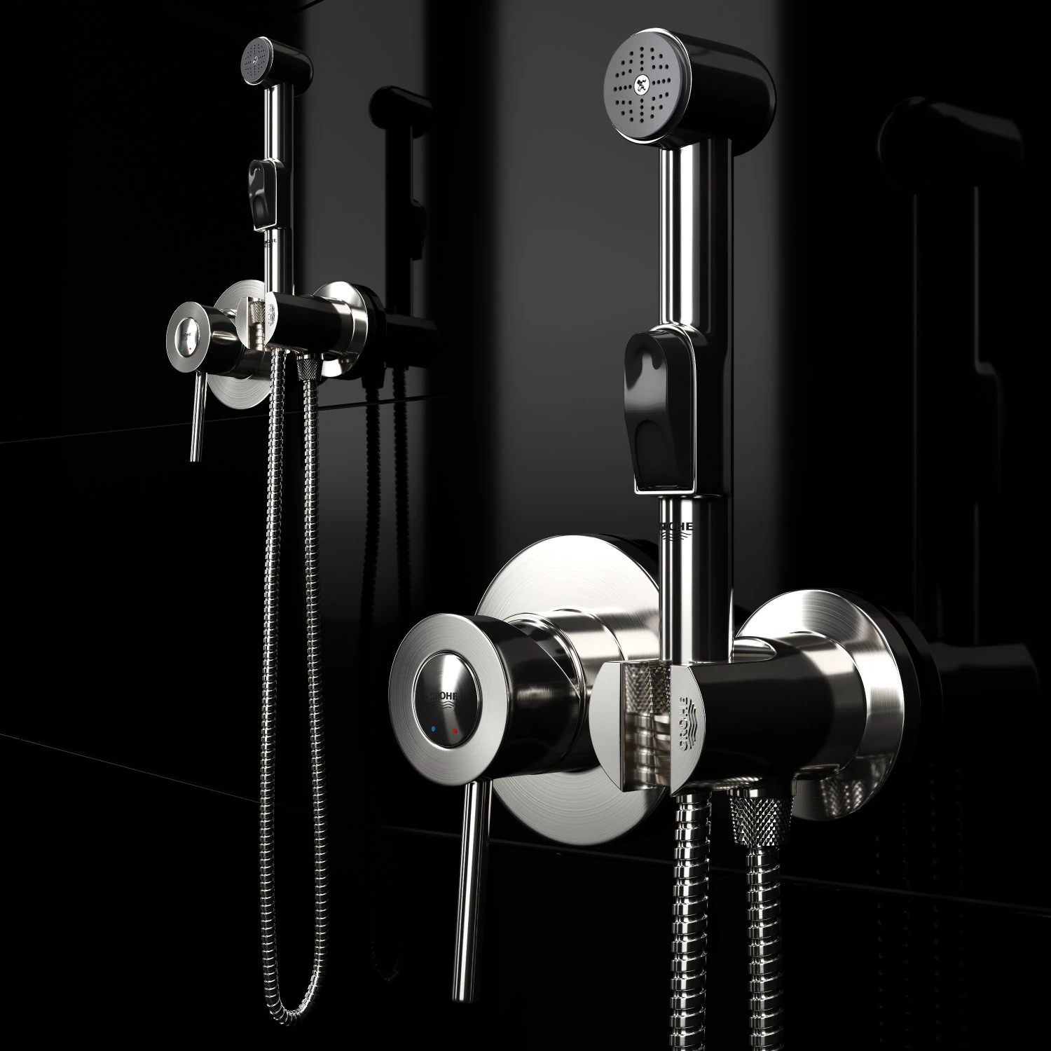 hygienic shower grohe bauclassic 124434 3D Model .c4d .max .obj .3ds .fbx .stl .blend 