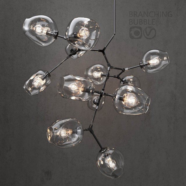 branching bubble 12 lamps by lindsey adelman clear black Modelo 3D .c4d .max .obj .3ds .fbx .stl .blend 