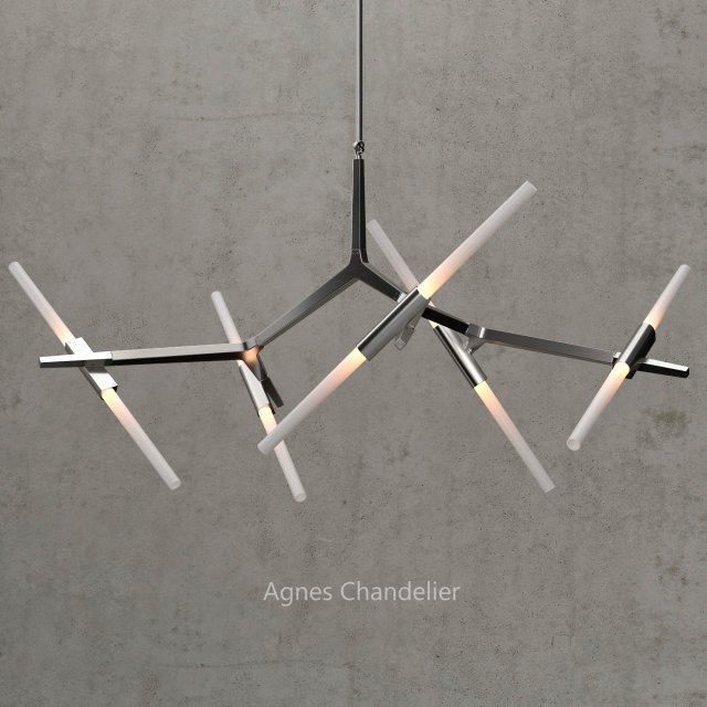 agnes chandelier 10 lights silver 3D Model .c4d .max .obj .3ds .fbx .stl .blend 