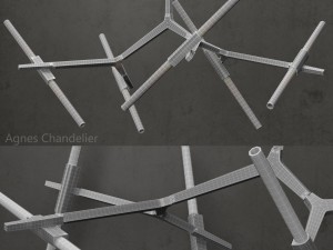 agnes chandelier 10 lights silver 3D Model