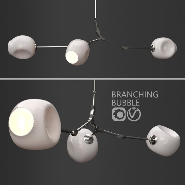 branching bubble 3 lamps 2 by lindsey adelman milk silver 3D 模型 .c4d .max .obj .3ds .fbx .stl .blend 