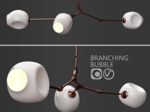 branching bubble 3 lamps 2 by lindsey adelman milk copper 3D Model