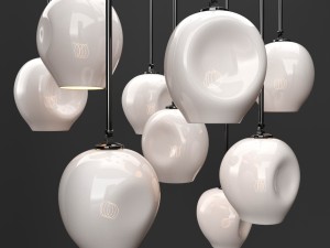 branching bubble 1 lamp milk black 3D Model