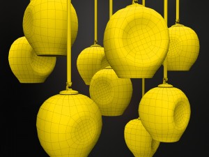 branching bubble 1 lamp milk black 3D Model