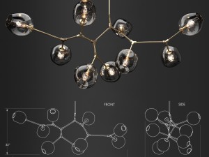 branching bubble 9 lamps 1 by lindsey adelman dark gold 3D मॉडल