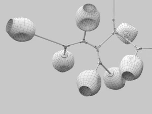 branching bubble 9 lamps 1 by lindsey adelman dark gold 3D Model