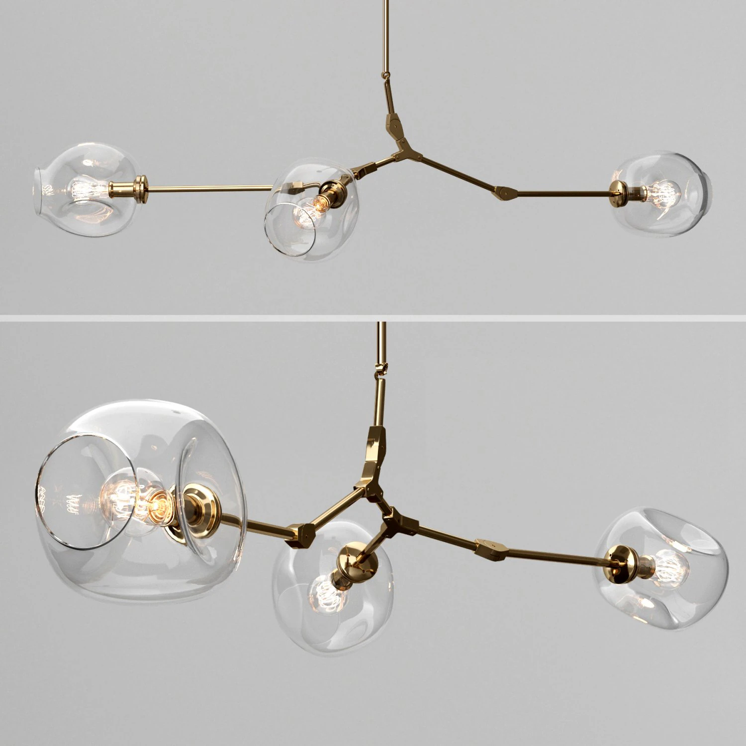 branching bubble 3 lamps 2 by lindsey adelman clear gold 3D Model .c4d .max .obj .3ds .fbx .stl .blend 