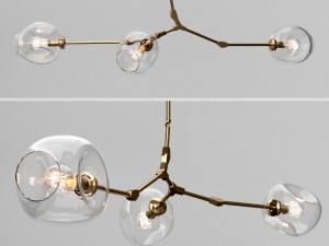 branching bubble 3 lamps 2 by lindsey adelman clear gold 3D Model