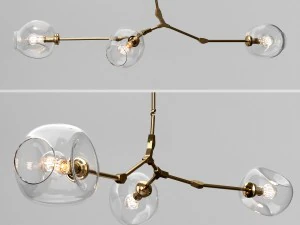 林赛&middot;阿德尔曼 (lindsey adelman) 的分支气泡 3 灯 2 透明金色 3D 模型