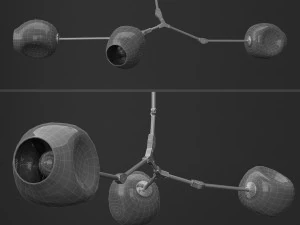 branching bubble 3 lamps 2 by lindsey adelman clear gold 3D Model