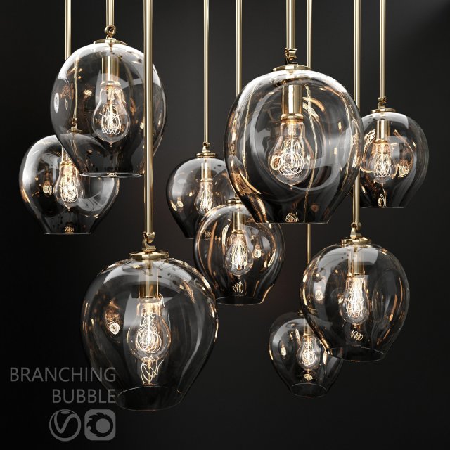 branching bubble 1 lamp dark gold 3D Model .c4d .max .obj .3ds .fbx .stl .blend 