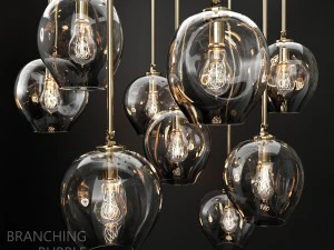 rozgałęziona bańka 1 lampa w kolorze ciemnego złota Model 3D