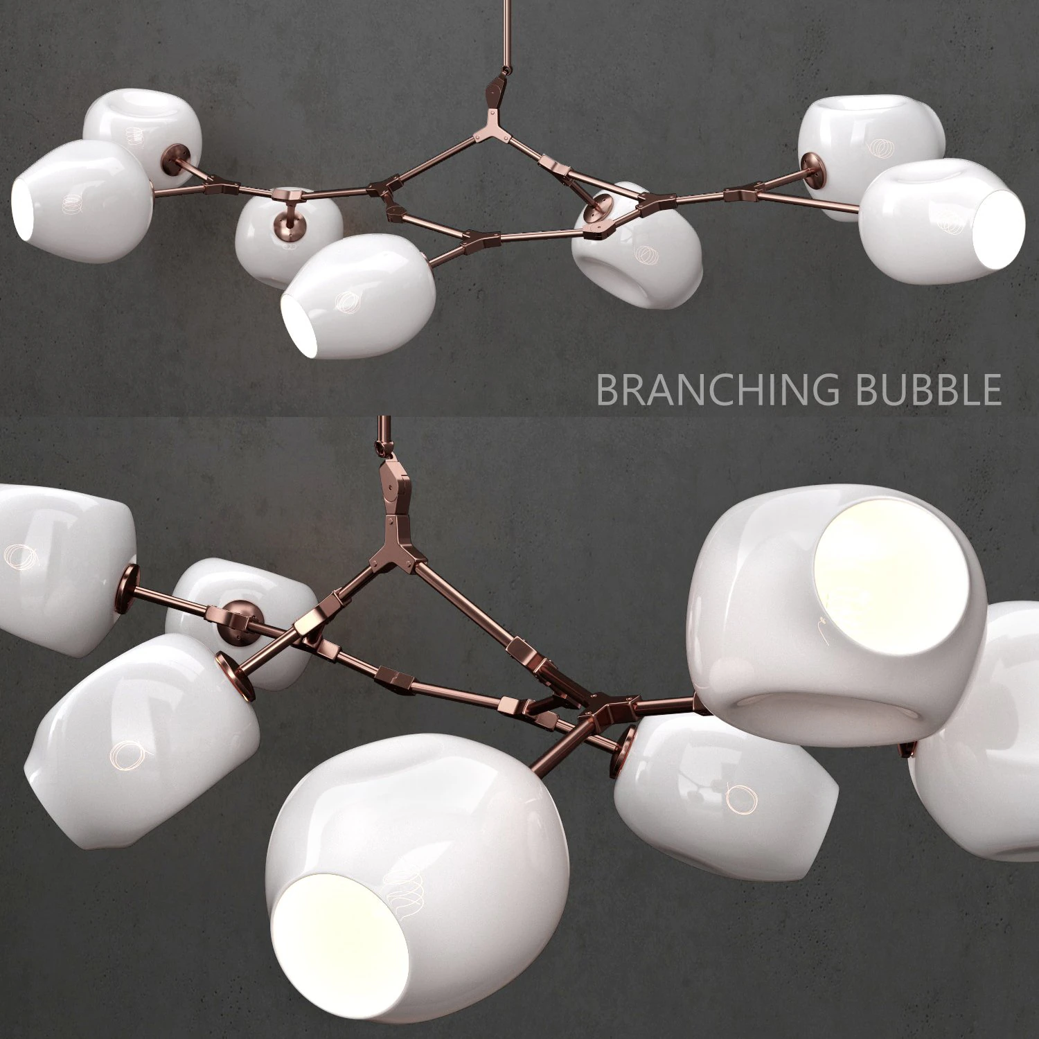 branching bubble 7 lamp by lindsey adelman milk copper 3D Model .c4d .max .obj .3ds .fbx .stl .blend 