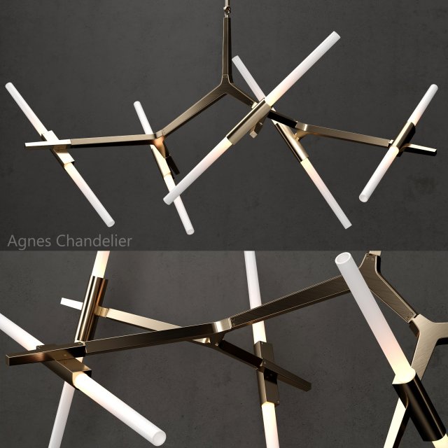 agnes chandelier 10 lights gold 3D मॉडल .c4d .max .obj .3ds .fbx .stl .blend 