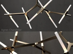 Agnes Kronleuchter 10 Lichter Gold 3D Modell