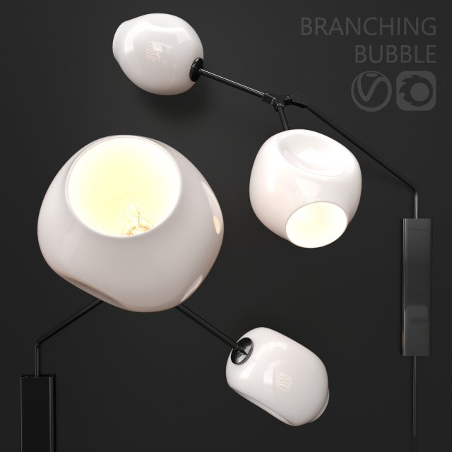 wall light branching bubble by lindsey adelman milk black 3D Model .c4d .max .obj .3ds .fbx .stl .blend 