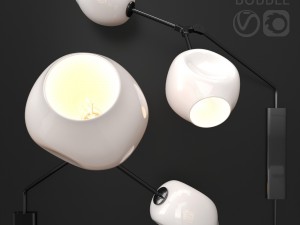 wall light branching bubble by lindsey adelman milk black 3D Модель
