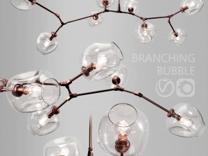 branching bubble 8 lamps clear copper 3D Model