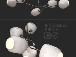 branching bubble 5 lamps milk silver 3D Model