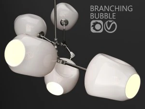 branching bubble 5 lamps milk silver 3D Model