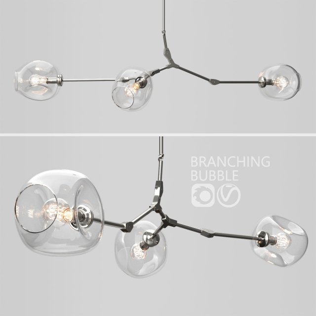 branching bubble 3 lamps 2 clear silver 3Dモデル .c4d .max .obj .3ds .fbx .stl .blend 