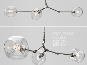 branching bubble 3 lamps 2 clear silver 3D Model