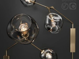 kinkiet rozgałęziony bańka w kolorze ciemnego złota Model 3D