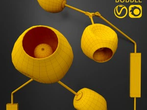 wall light branching bubble dark gold 3D Model