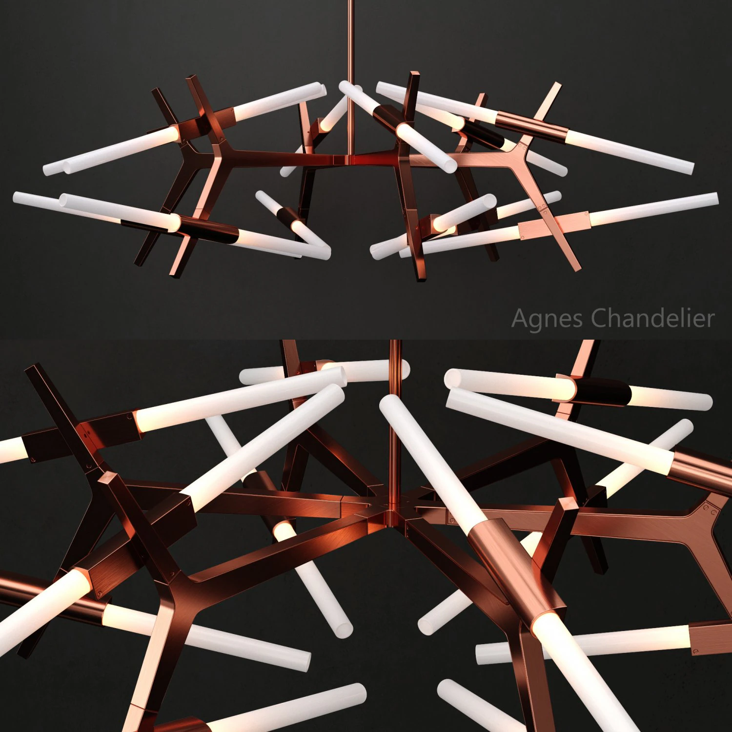 agnes chandelier 24 lights copper 3D Model .c4d .max .obj .3ds .fbx .stl .blend 