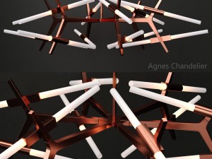 agnes chandelier 24 lights copper Model 3D