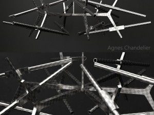 agnes chandelier 24 lights copper 3D 모델