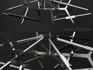 agnes chandelier 24 lights copper 3D Model