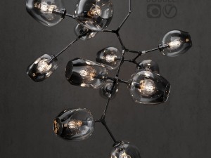 branching bubble 12 lamps dark black Model 3D